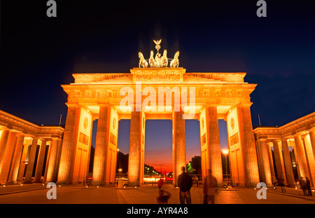 Historic gate Brandenburger Tor by night Paris Square Berlin Germany Stock Photo