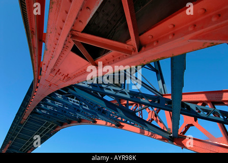 Railway bridge spanning the Kiel Canal, Kiel, Germany Stock Photo
