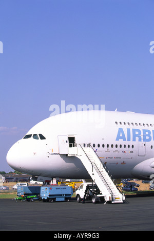 Airbus A380 on display at Farnborough International Airshow, UK. Stock Photo