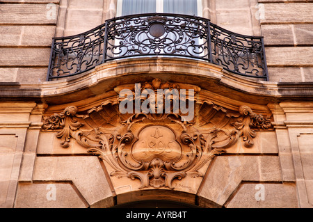 Ornate balcony built 1895, Fuerth, Middle Franconia, Bavaria, Germany Stock Photo