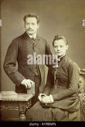 Picture of a young married couple, ca. 1885 Stock Photo