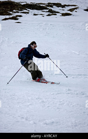 Lone male Glencoe Ski slopes, Lochaber, Scotland, UK, Europe Stock Photo