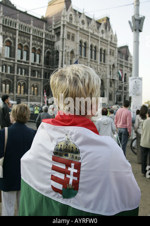 Political protest on Kossuth Square in front of Parliament House in Budapest,Hungary. Stock Photo