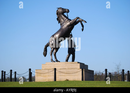 Millennium Newmarket Stallion Statue at entrance to town, Newmarket, Suffolk, England, United Kingdom Stock Photo