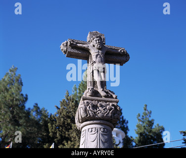 Steinernes Kruzifix, Jesus am Kreuz, Cruz de Tejeda, Gran Canaria, Kanarische Inseln Stock Photo
