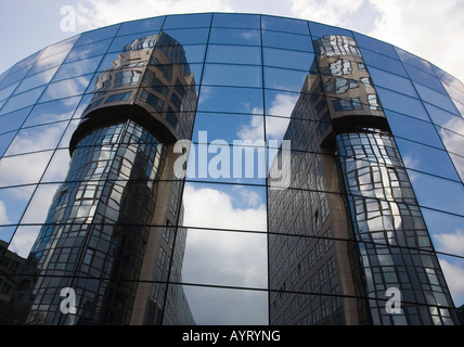 Ministry of the Interior reflected on the glass facade of the Haus am Wasser building in Berlin, Germany Stock Photo