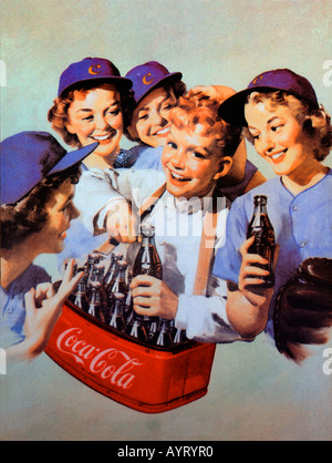 Old fashioned coca cola advert poster Stock Photo