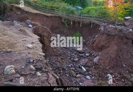 Devestation caused by canal bank collapsing at Gilwern Monmouthshire South Wales Wales UK EU Stock Photo