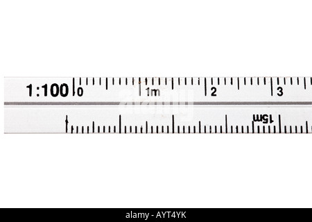 Aluminum ruler with scale isolated on white background Stock Photo