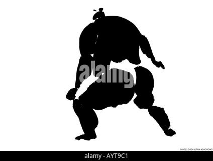 Artistic black ink painting of a Sumo Wrestler Stock Photo