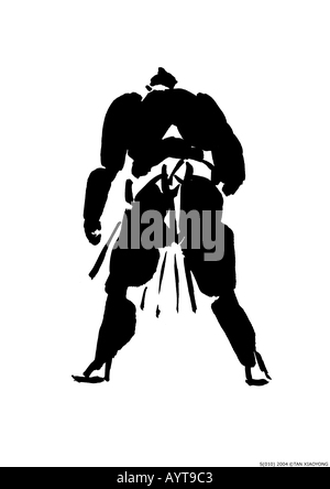 Artistic black ink painting of a Sumo Wrestler Stock Photo