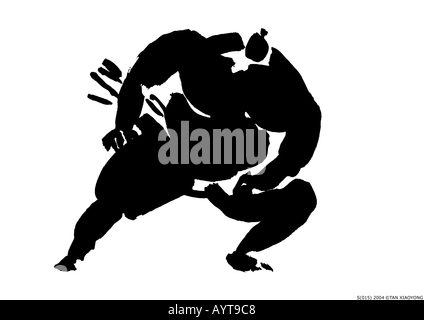 Artistic black ink painting of a Sumo Wrestler Stock Photo