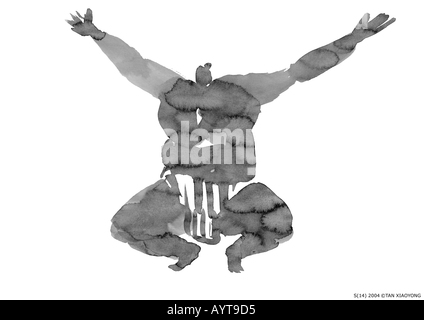 Artistic black ink painting of a Sumo Wrestler Stock Photo