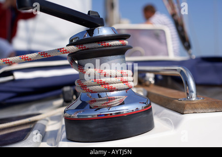 Winch on a Boat, Close-up Stock Photo