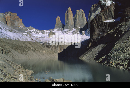 The Torres del Paine, Torres del Paine National Park, Patagonia, Chile Stock Photo