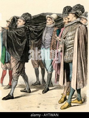 Funeral procession in Padua Italy 1580s. Hand-colored print Stock Photo