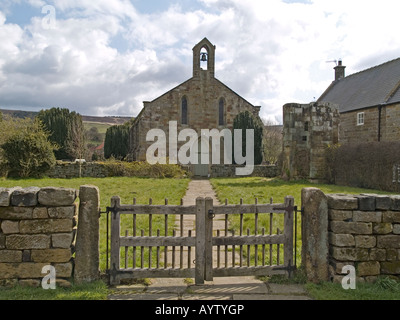 The Parish Church of St Mary & St Laurence built on the site of the 12C Priory in Rosedale Abbey North Yorkshire Stock Photo