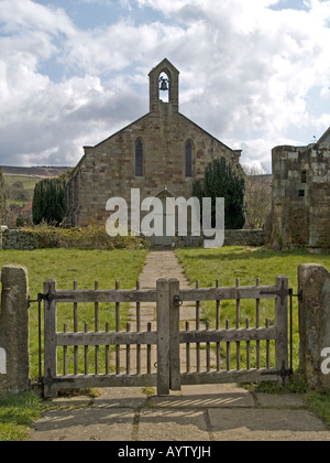 The Parish Church of St Mary & St Laurence built on the site of the 12C Priory in Rosedale Abbey North Yorkshire Stock Photo