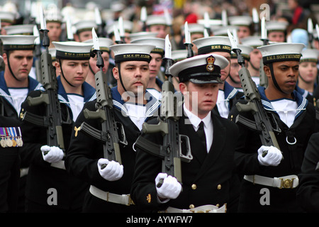 The Royal Navy marching contingent at the Lord Mayors Parade in London UK Stock Photo