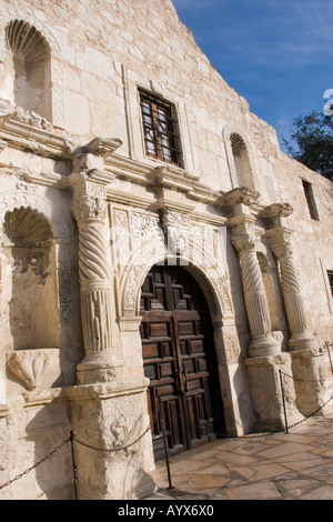 Front and main door of The Alamo San Antonio Texas TX USA Stock Photo