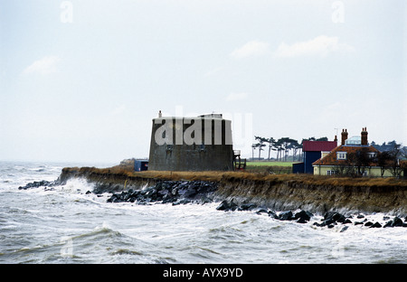 coastal erosion at East Lane Bawdsey near Woodbridge Suffolk UK Stock Photo