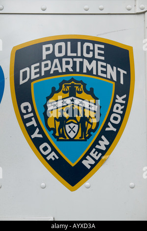 New York Police Department badge on side of vehicule USA February 2005 Stock Photo