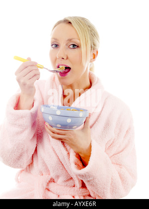 Young Woman Eating Cereal Model Released Stock Photo