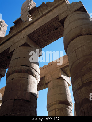 Ausgrabungsgelaende, Grosser Amun-Tempel, Tempelruinen, Saeulensaal, Saeulenhalle, Karnak, Oberaegypten Stock Photo