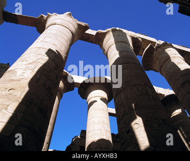 Ausgrabungsgelaende, Grosser Amun-Tempel, Tempelruinen, Saeulensaal, Saeulenhalle, Karnak, Oberaegypten Stock Photo