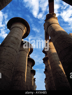 Ausgrabungsgelaende, Grosser Amun-Tempel, Tempelruinen, Saeulensaal, Saeulenhalle, Karnak, Oberaegypten Stock Photo