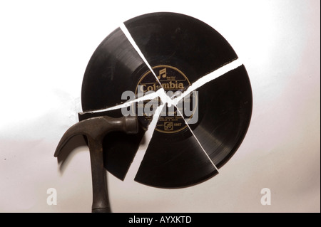 Broken record Album LP dropped Stock Photo