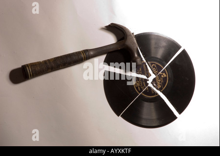 Broken record Album LP dropped Stock Photo