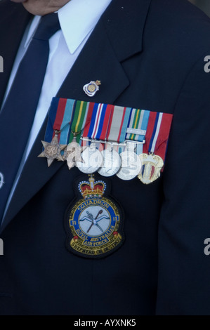 Medals and Squadron badge on suit ANZAC day Australia Stock Photo