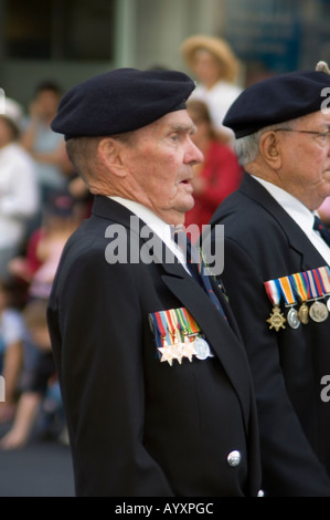 Australia Australian New Zealand Army Corps ANZAC WW2 11 two  veteran marching march parade Stock Photo