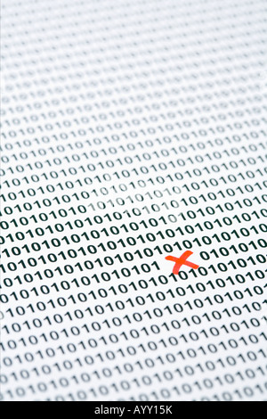 A red cross between binary code Stock Photo