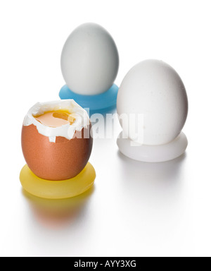 3 boiled eggs in rings Stock Photo