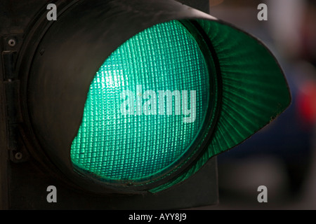 A green light at temporary traffic lights in Shropshire UK Stock Photo