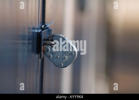 padlock on garage door Stock Photo