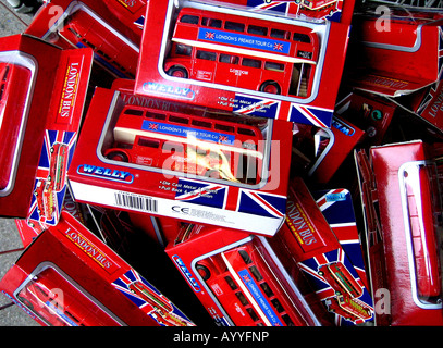 Toy Routemaster buses on sale in London souvenir shop Stock Photo