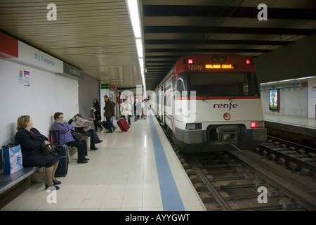 Renfe Train at Malaga Main Station on the Fuengirola to Malaga Central Railway Line Spain Stock Photo