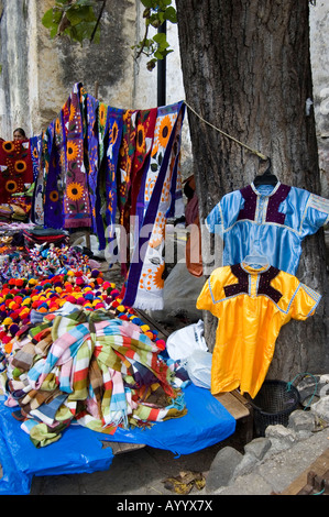 Mayan Shirts for sale in a Chiapas outdoor market Stock Photo