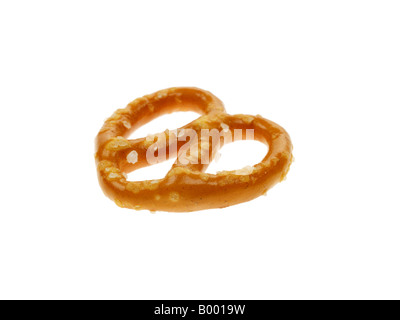 Fresh Salted Pretzels Biscuit Snacks Isolated Against An Isolated White Background With No People And A Clipping Path Stock Photo