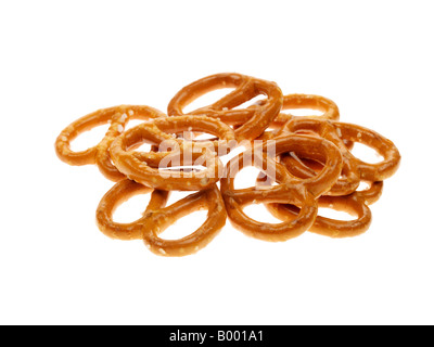 Fresh Salted Pretzels Biscuit Snacks Isolated Against An Isolated White Background With No People And A Clipping Path Stock Photo