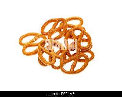 Fresh Salted Pretzels Biscuit Snacks Isolated Against An Isolated White Background With No People And A Clipping Path Stock Photo
