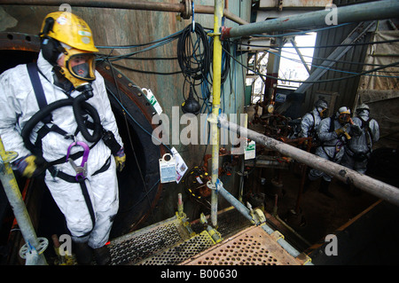 Port of Rotterdam refinery of Esso workers during a turnaround Stock Photo