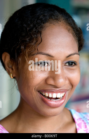 fiji nadi girl on street Stock Photo