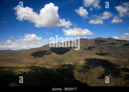 View from an Aeroplane over the Peruvian Andes between Lima and Cusco airports Peru South America Stock Photo