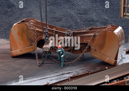 The EMO dry bulk terminal on Maasvlakte, raw materials such as iron ore and cole are transported, loaded stored and distributed Stock Photo