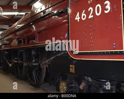 the 'princess margaret rose'steam locomotive looking from the cab to the front of the engine. Stock Photo