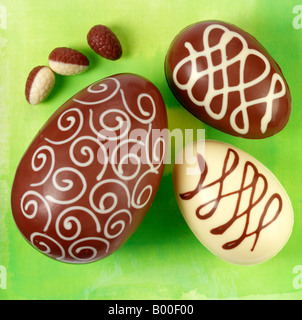DECORATED CHOCOLATE EASTER EGGS Stock Photo